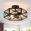NEW/OPEN BOX XSDeTu Semi Flush Mount Ceiling Light Fixture, Modern Farmhouse 3-Light Black Ceiling Light