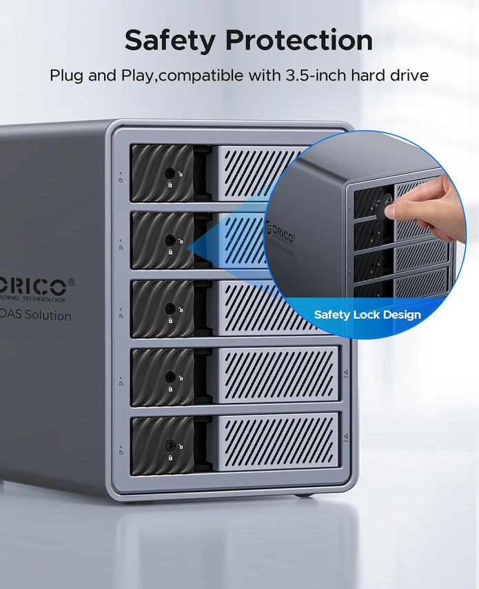 NEW ORICO 5 Bay Hard Drive Enclosure USB 3.0 for SATA 3.5 /2.5 inch SSDs HDDs Model-9858U3