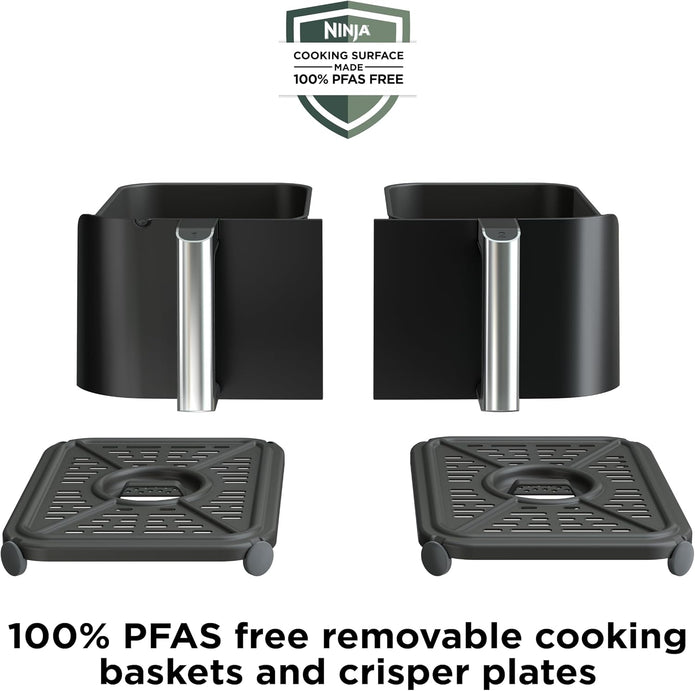 NEW Ninja Foodi Air Fryer, 10 Qt/9.5L DualZone Smart XL, 6-in-1, Black, DZ550 Air fry, roast, broil, bake, reheat, dehydrate, Smart Cook thermometer, Match Cook, Smart Finish