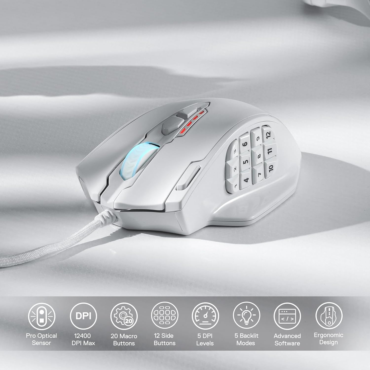 Redragon M908 Impact RGB LED MMO Mouse with Side Buttons Optical Wired Gaming Mouse