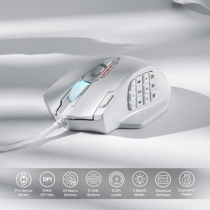 Redragon M908 Impact RGB LED MMO Mouse with Side Buttons Optical Wired Gaming Mouse