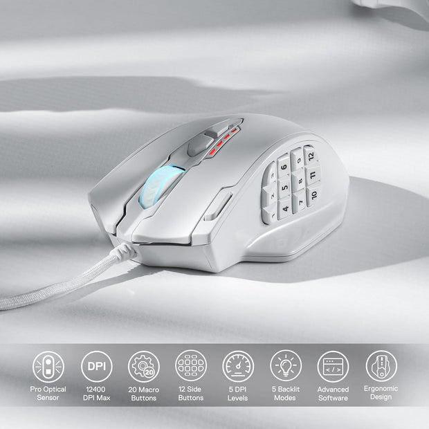 Redragon M908 Impact RGB LED MMO Mouse with Side Buttons Optical Wired Gaming Mouse