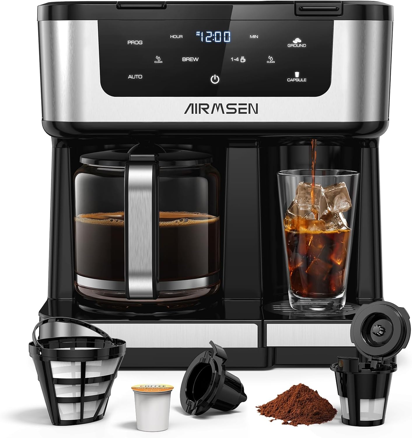 USED/LIKE NEW AIRMSEN 12-Cup Programmable Dual Coffee Maker-HR-CM307U