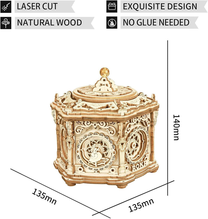 ROKR 3D Wooden Puzzles Delicate Music Box, DIY Mechanical Model Kits AMK52