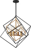 Demo/open box Artika Harmonium 4-Light Chandelier, Adjustable Black and Gold Geometric Pendant Light