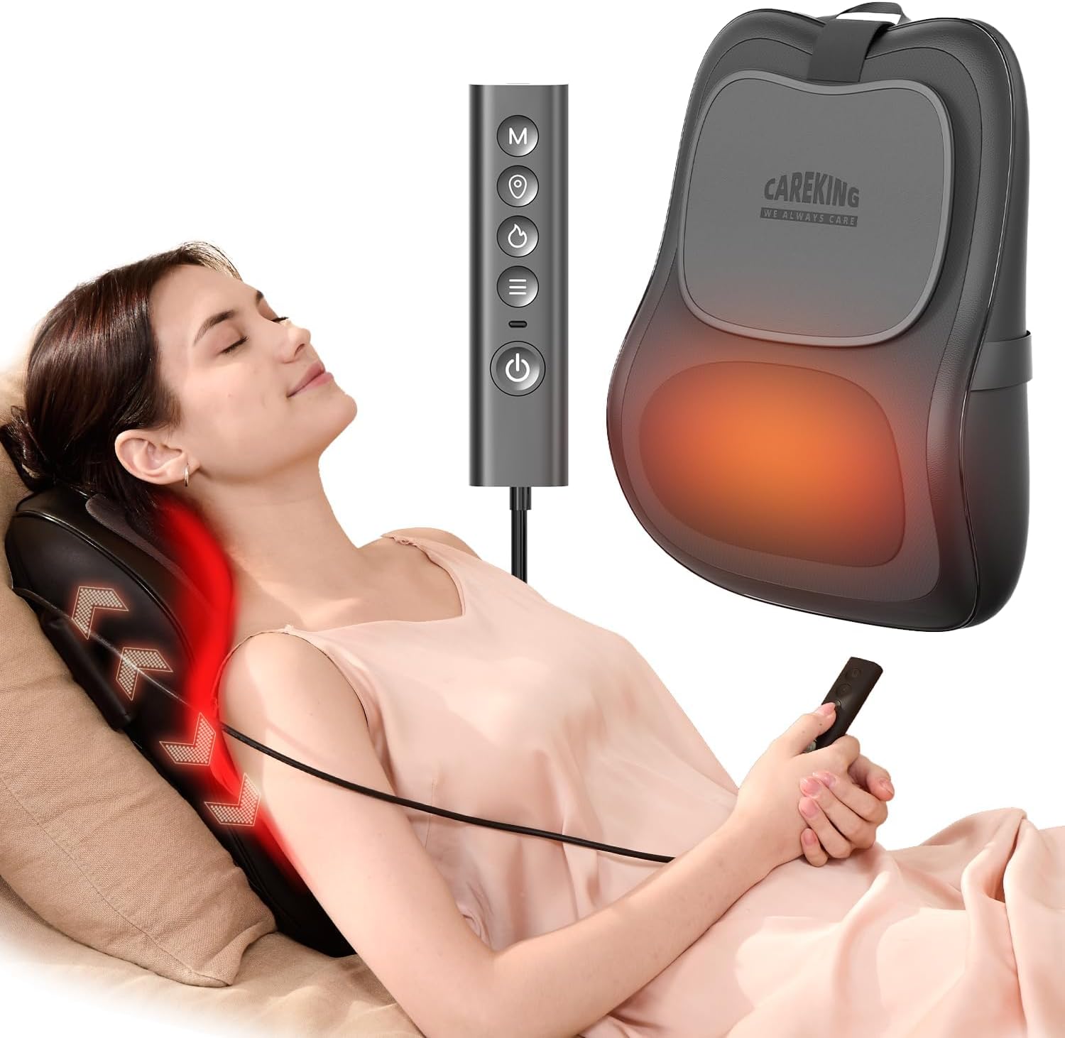 NEW/OPEN BOX CAREKING Back and Neck Massager With Heat, 3D Lower Back Massager