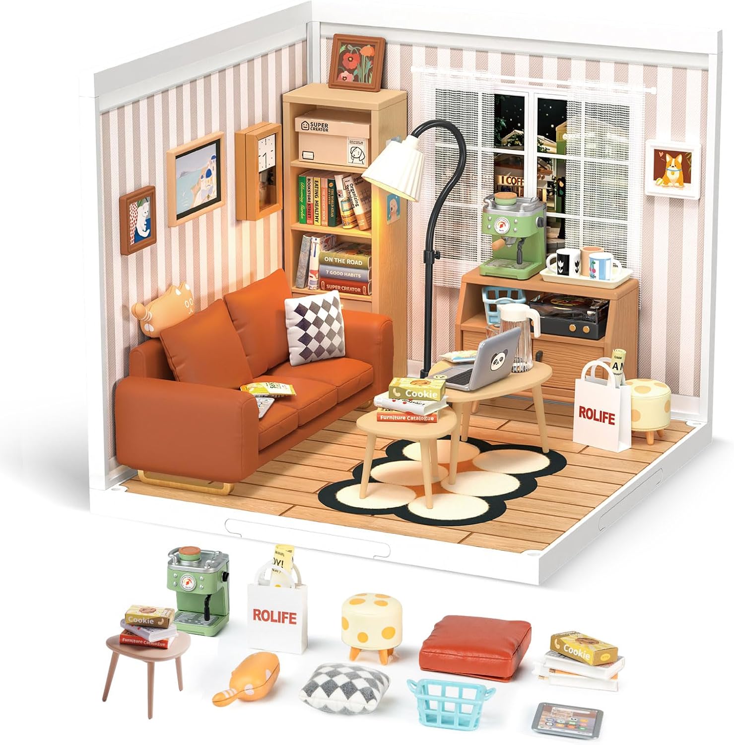 Rolife DIY Miniature Plastic House Building Set Cozy Living Lounge (DW007)