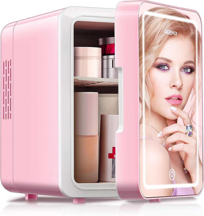 NEW Reemix Skincare Fridge, Mini Beauty Fridge with LED Mirror