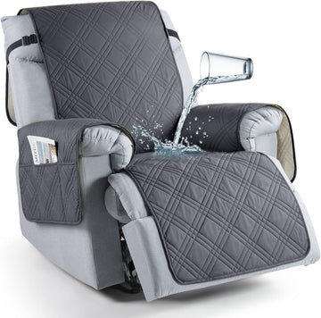 Recliner Chair Cover, Non Slip Recliner Covers for Recliner Chair with Pocket, Washable-Dark Grey