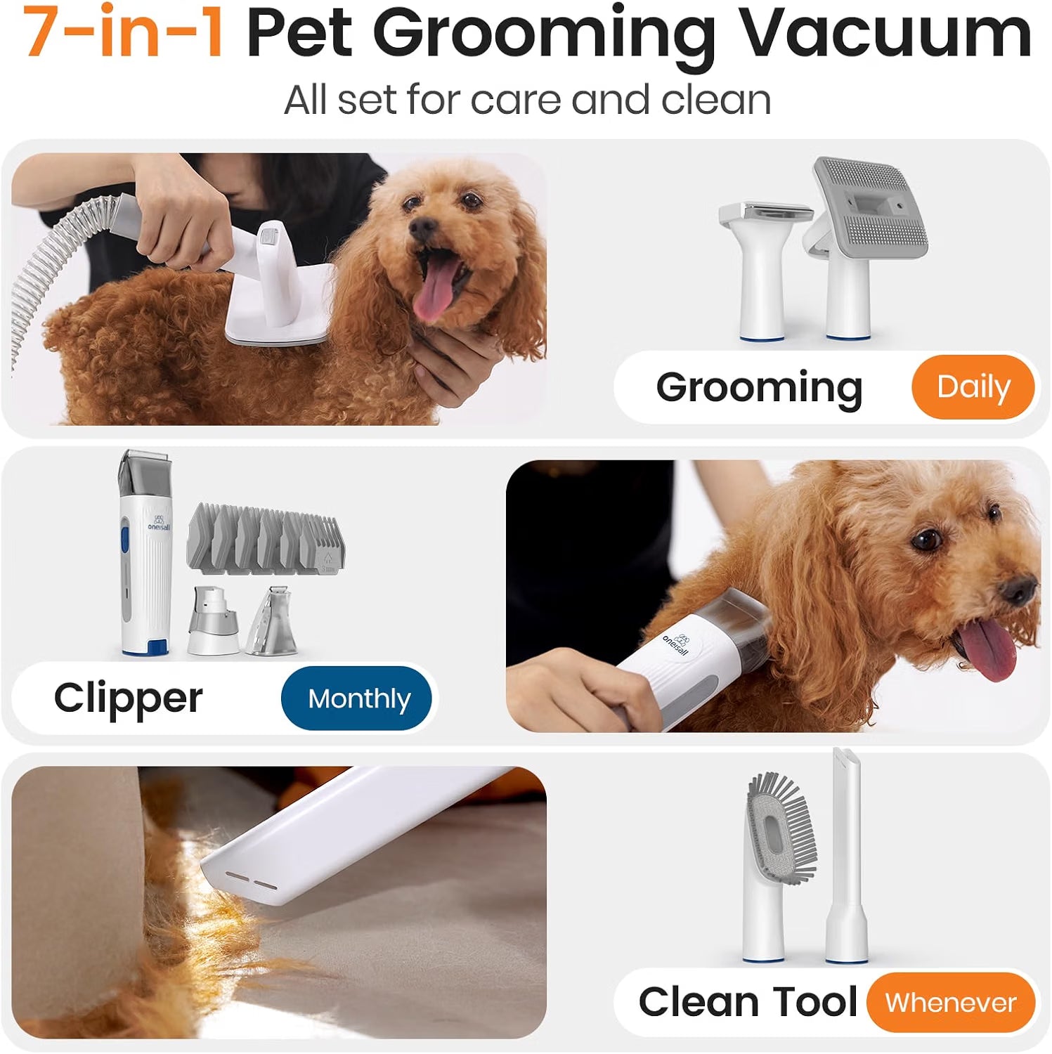 USED/LIKE NEW oneisall 8-in-1 Dog Grooming Vacuum  Dryer  BM1