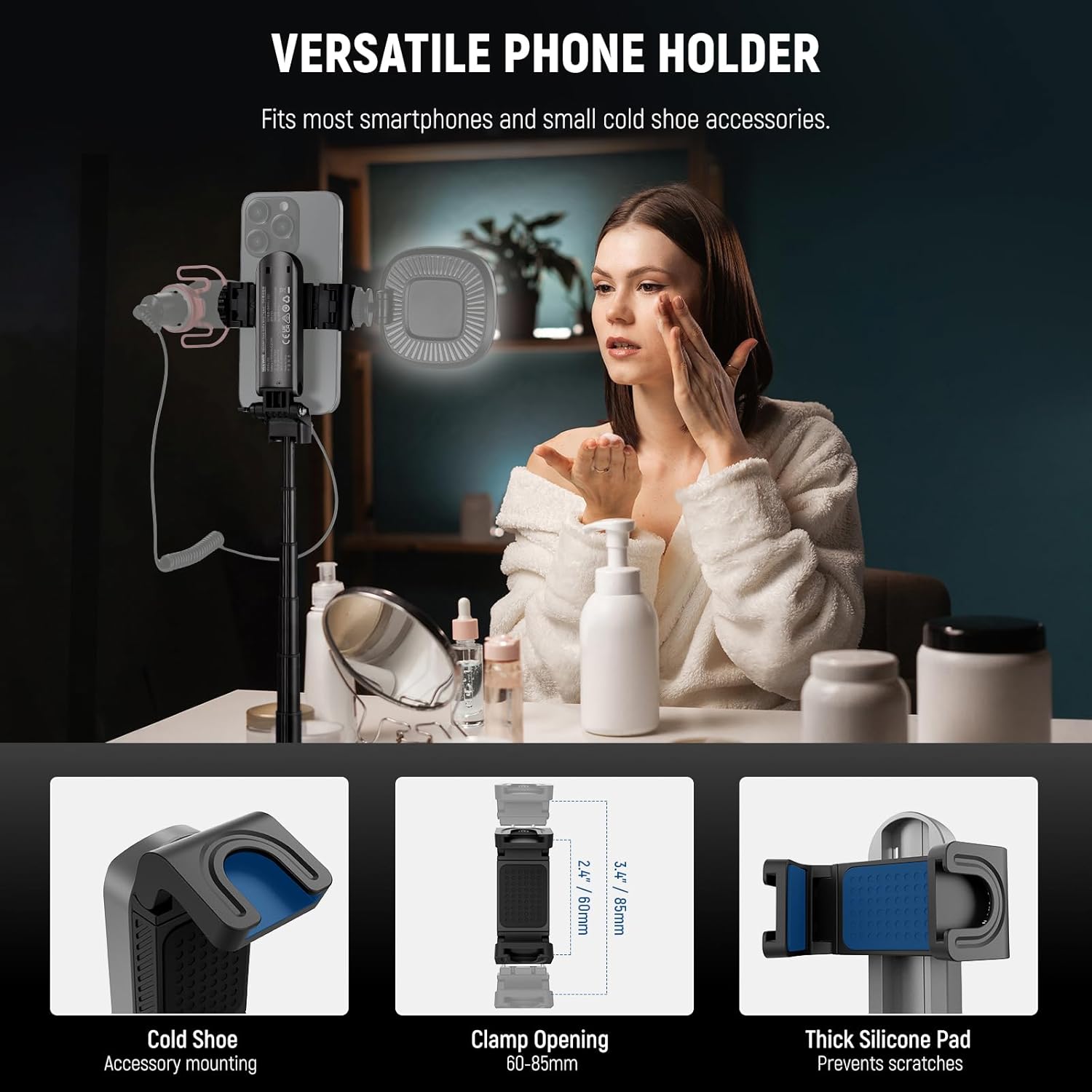 NEEWER Selfie Stick with Detachable Bluetooth Remote Shutter, Foldable Travel Tripod