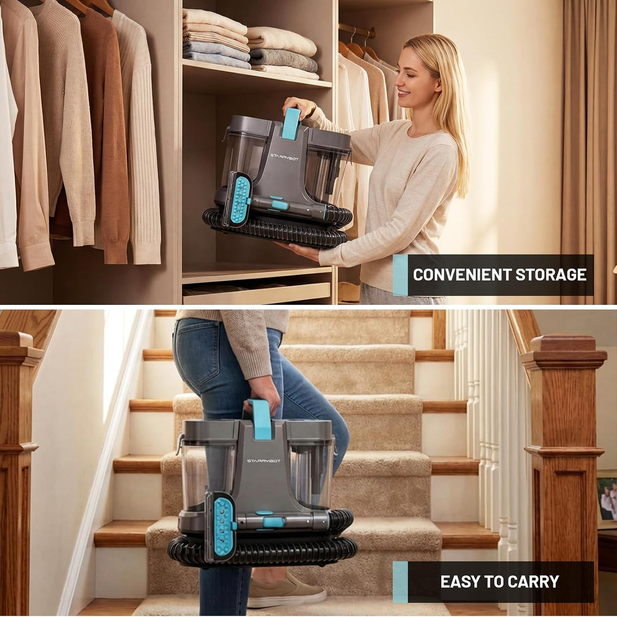 NEW Starrybot Portable Carpet Cleaner with Steam, 18Kpa Spot Cleaner-C-AC2502