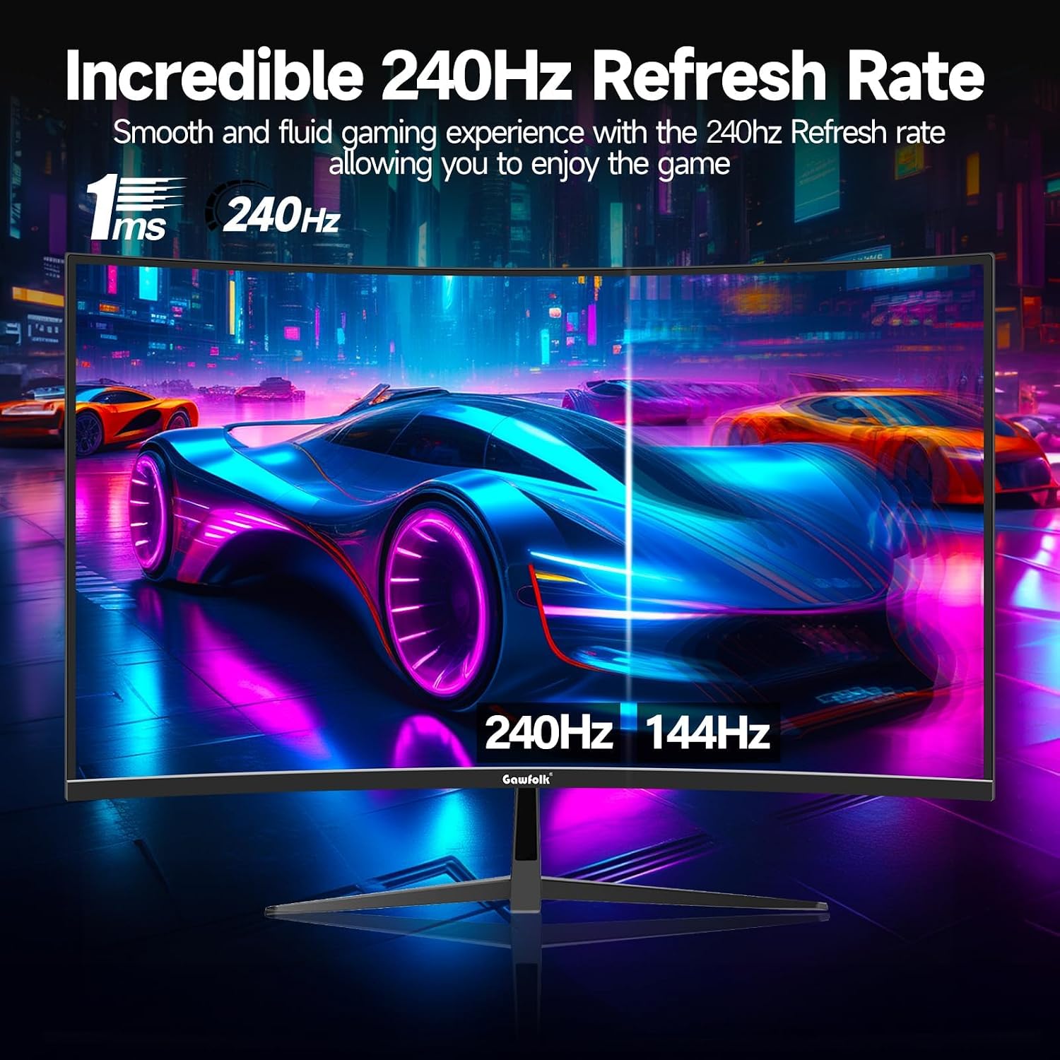OPEN BOX Gawfolk Curved 32 inch Gaming Monitor 240Hz PC Screen Full HD 1080P-GF320C