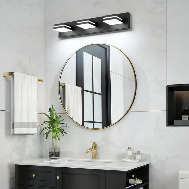 NEW SineRise LED Modern Bathroom Vanity Light Fixtures (3-Light, 24-Inch)- 9553E-3T,Matte Black Modern Cool White