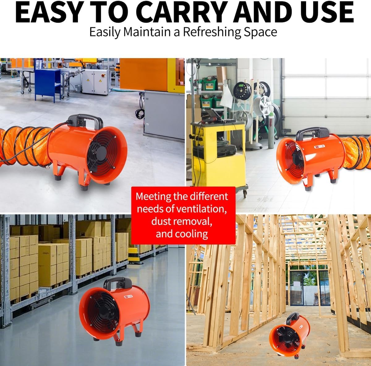 NEW 8 Inch Industrial Portable Air Blower Ventilator with Hose