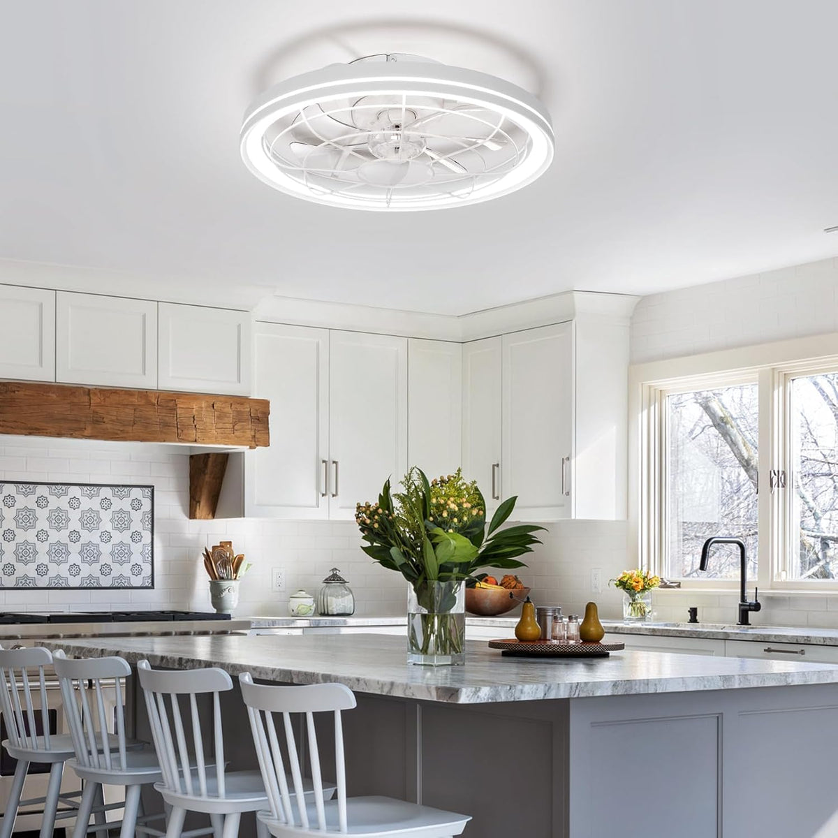 New 20 inch Ceiling Fan with Modern LED Light and Remote Control with 6 Speeds