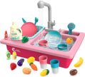 CUTE STONE Color Changing Play Kitchen Sink Toys, Children Electric Dishwasher Playing Toy