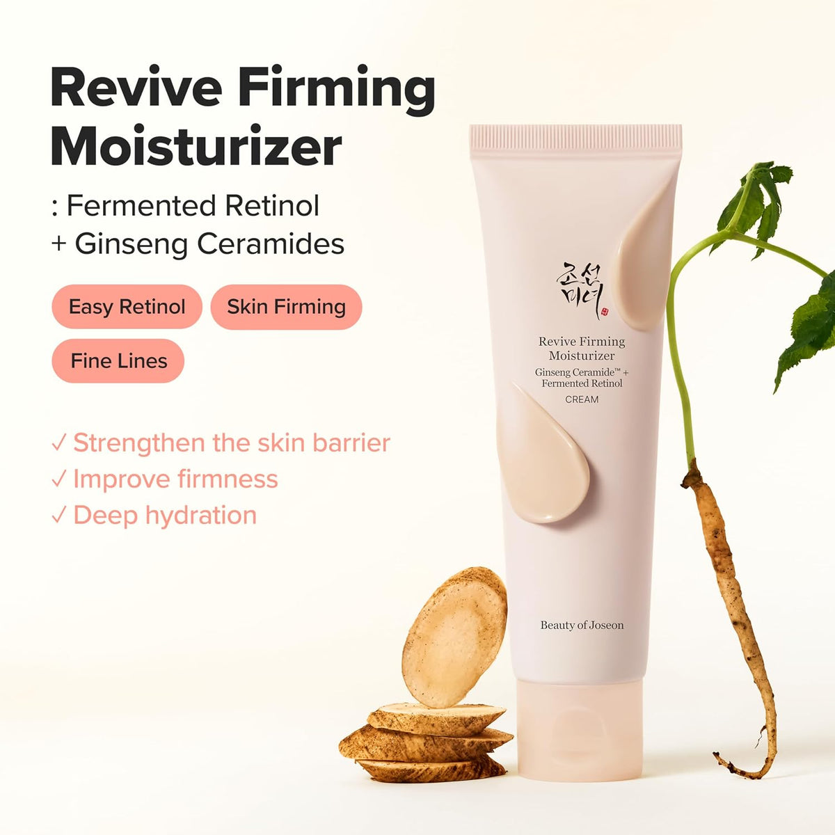 Beauty of Joseon Revive Firming Moisturizer Ginseng Ceramide + Fermented Retinol for Dry, Sensitive Skin