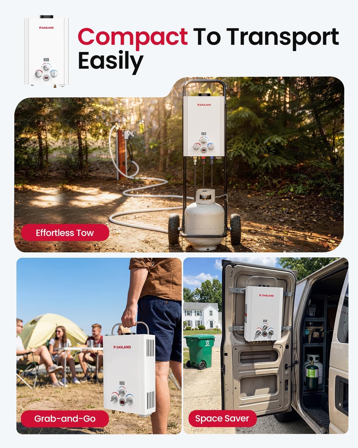 NEW /OPEN BOX GASLAND BE158 Tankless Water Heater Propane Shower for Camping