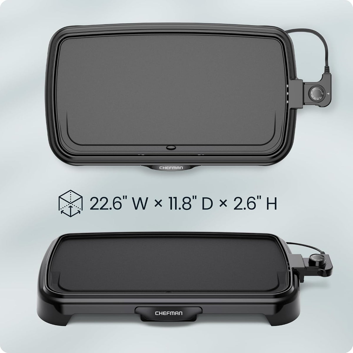 DEMO/OPEN BOX Chefman XL Electric Griddle with Removable Temperature Control, Immersible Flat Top Grill  25 x 51 CM