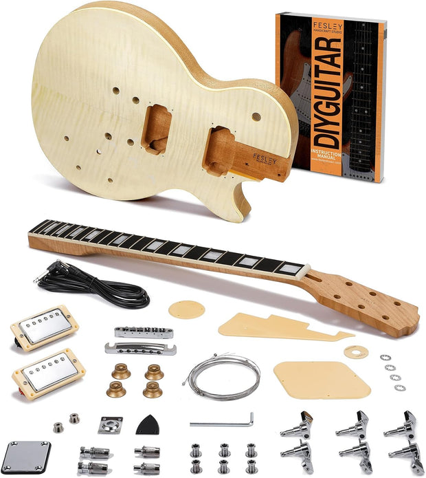 NEW Fesley DIY LP Style Electric Guitar Kits: Mahogany Wood Body/Neck, 6 Strings Electric Guitar Kits