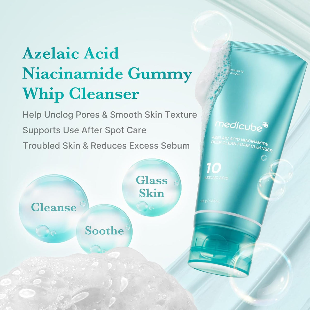 Medicube Azelaic Acid Niacinamide Deep Clean Foam Cleanser 120g