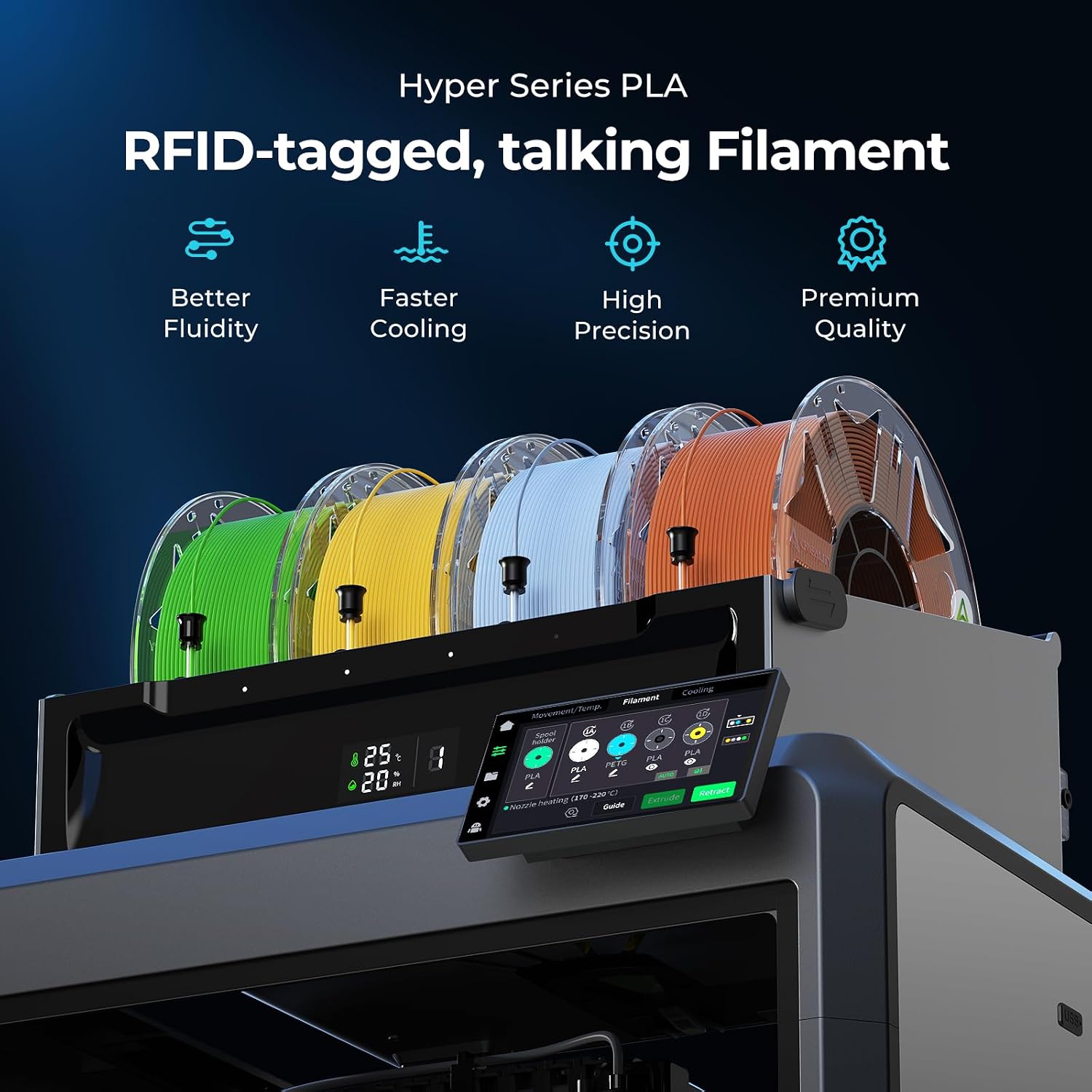 NEW Creality RFID PLA Filament 1.75mm 3D Printing Filament 1kg Black