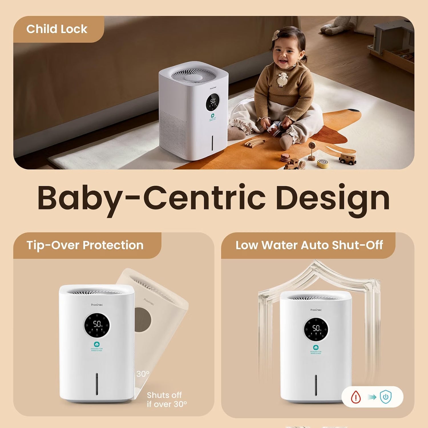 NEW/OPEN BOX Provirtec Baby Humidifier for Bedroom, White HC-05