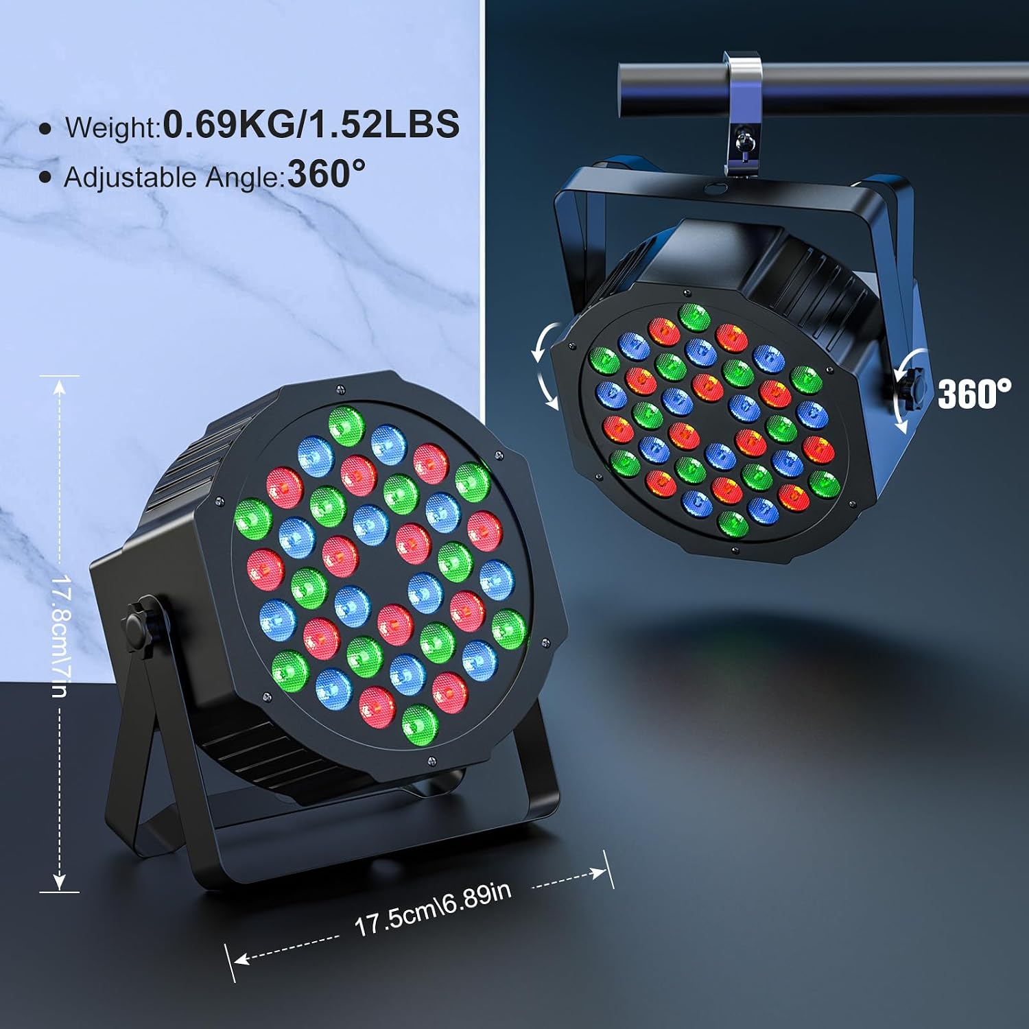 OPEN BOX LED Stage Lights -8 Packs, Model: ZQ01641 for Events Birthday Bar Dance