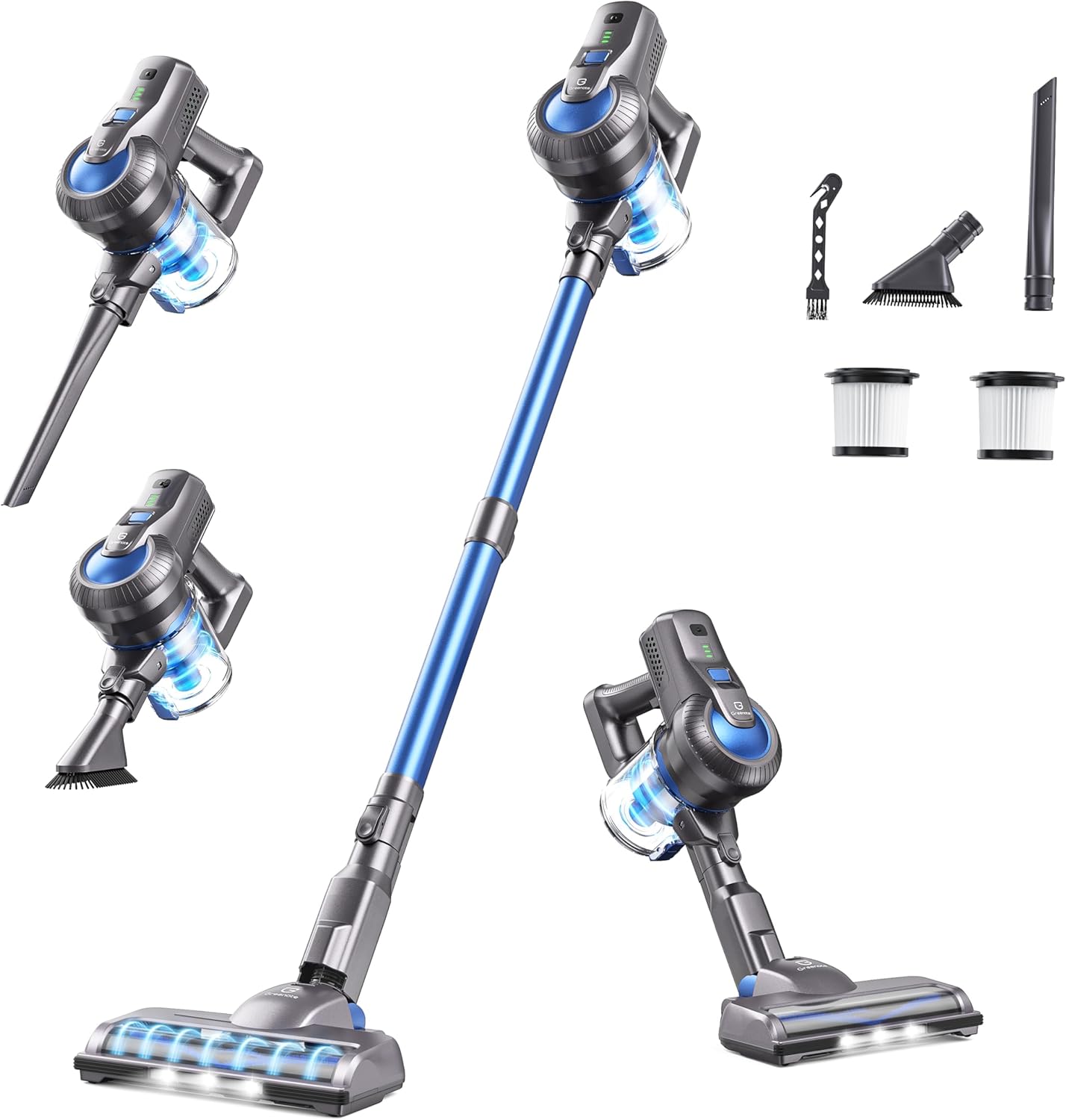 Greenote Cordless Vacuum Cleaner, 22KPA 200W Stick Vacuum Cleaner, 6 in 1