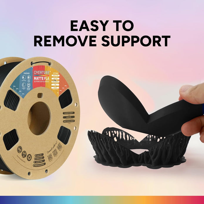 Case of 10 KG OVERTURE Matte PLA 3D Printer Filament 1.75mm, Matt Surface & Low Warping Filament 1kg Spool (2.2 lbs)