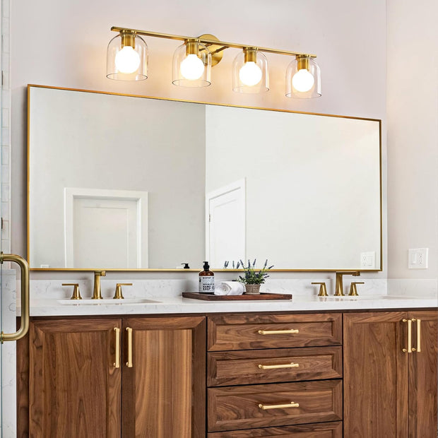 OPEN BOX WOSHITU Bathroom Vanity Light Fixtures: 32.3 Inch Modern Brushed Gold Bathroom Light