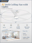 NEW Fanbulous 52 Inch Flush Mount Ceiling Fan, 3CCT 20W LED Light , White, F-LY52WT-1X01