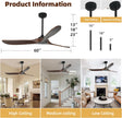 NEW /open box Homlit Ceiling Fan Without Light, 60 Inch Smart Ceiling Fan with Remote  Voice Control 3-Blade Wood Fan, 6 Speeds Red Walnut