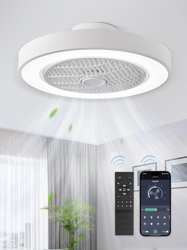 OPEN BOX 20" Low Profile Ceiling Fan with Light and Remote, White
