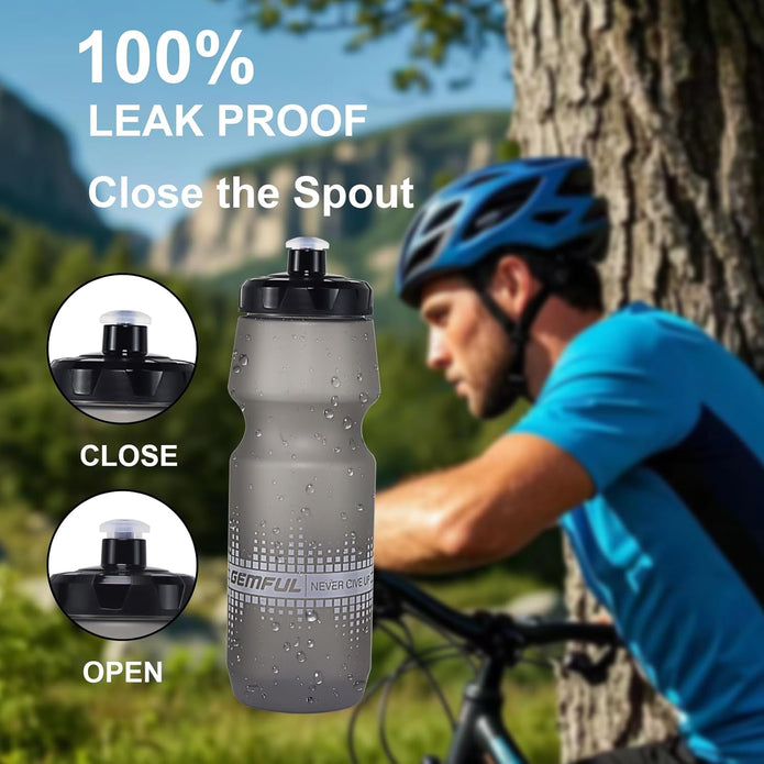 GEMFUL Bike Cycling Water Bottle BPA Free Squeeze Bottles Leak Proof for Road Mountain Bicycle Gym Workout (Gradient Black White)