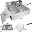 OPEN BOX Deep Fryer with Basket, 3400w 9.1Qt Oil Tank / 4Qt Basket x 2, Stainless Steel Countertop Electric Fryer