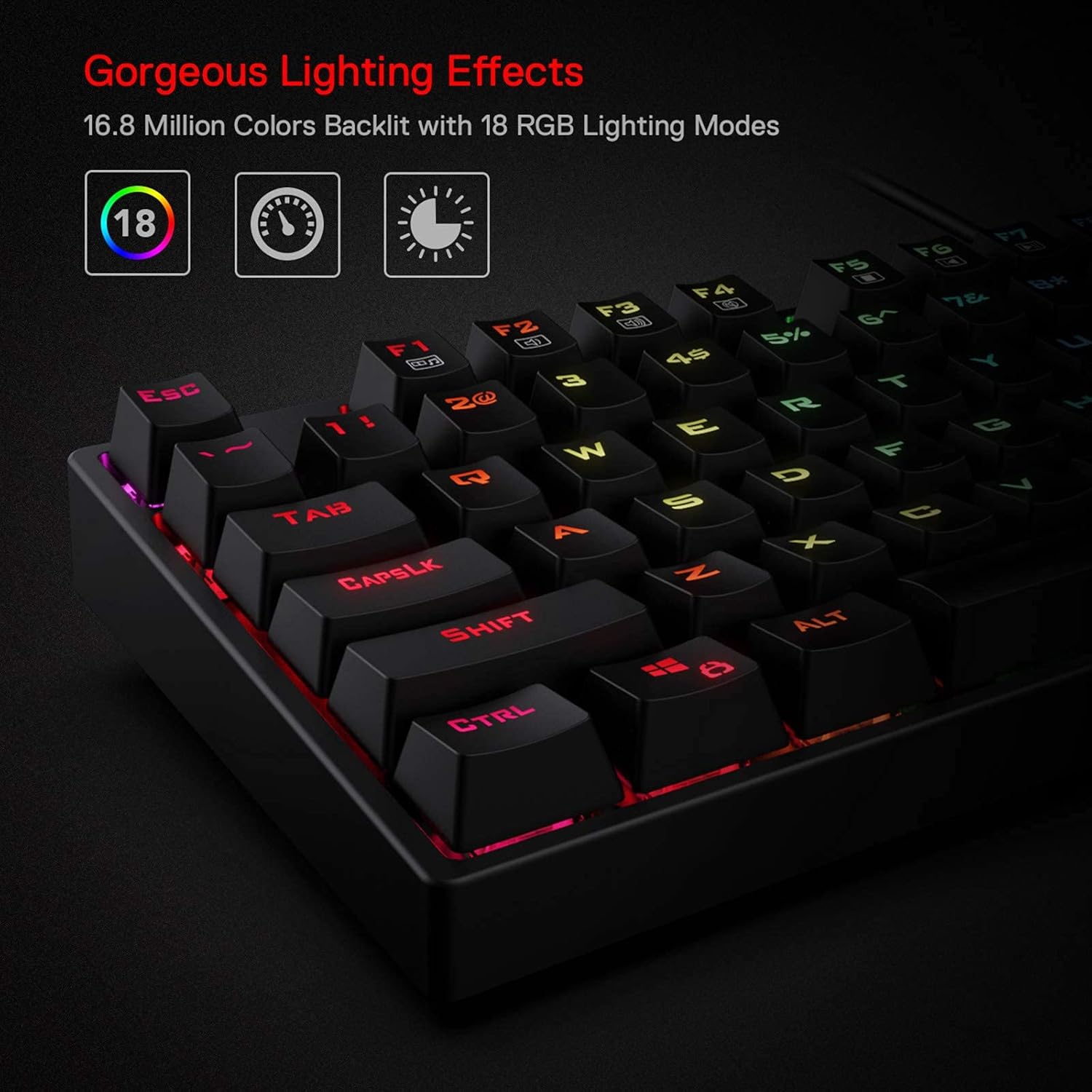 Redragon K582 SURARA RGB Gaming Keyboard, 104 Standard Layout N-Key Rollover Mechanical Keyboard