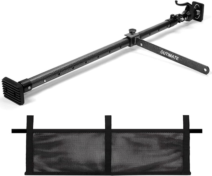 NEW Cargo Bar for Pickup Truck Bed Expands from 40 to 70 in with 200 LB Bearing Capacity, Comes with 1 Cargo Net Organizer, 1 Divider Bar