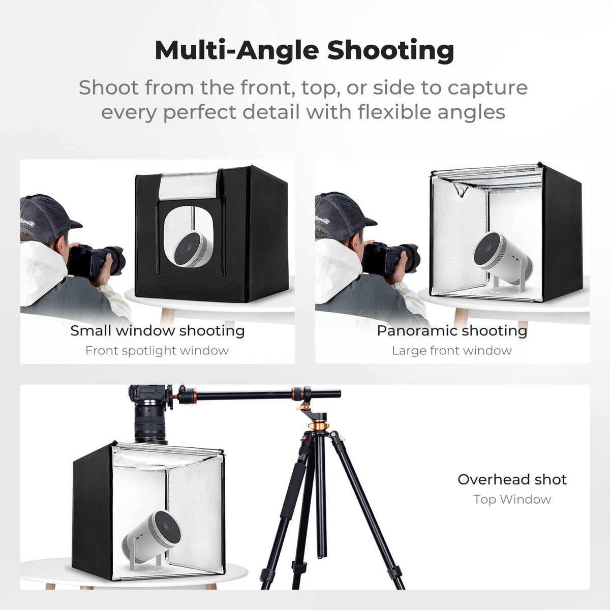 K&F CONCEPT 24x24“ Photo Studio Light Box, Portable Folding Photo Booth 40W LED Photo Background Shooting Tent Kit, CRI 97+ 3000K–5600K,