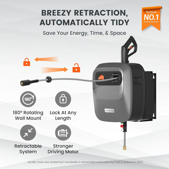 NEW/OPEN BOX Giraffe Tools Grandfalls Retractable Pressure Washer G20