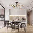 NEW 6-Lights Glass Globe Sputnik Chandelier Modern Flush Mount Ceiling Light ,Black and Gold