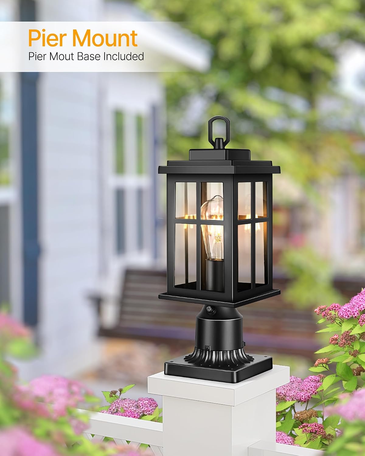 NEW/OPEN BOX OPAXIS Dusk to Dawn Outdoor Post Lights, Black Post Lights Outdoor-P82491