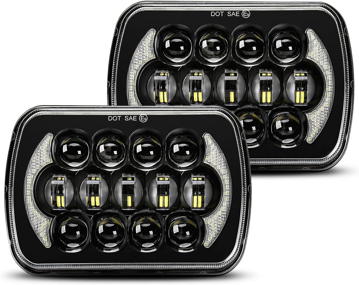 SXMA (Pair of 5 x 7 inch 6 x 7 inch LED headlights with high and low beam DRL for Jeep Wrangler YJ Cherokee