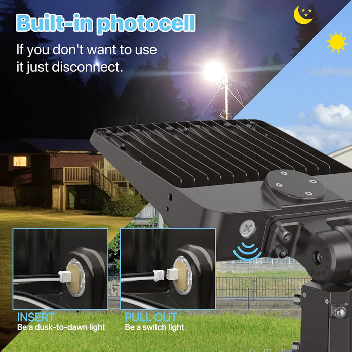 Hyperlite LED Parking Lot Light - Zeus Series, 22500lumens, 5000K, 120-277V, Dusk to Dawn