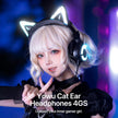 New YOWU RGB Cat Ear Headphone CE Wireless 5.2 Foldable Gaming Headset  Model MODEL-Z(Black)