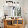 ocioc 4-Light Vanity Light with Striped Glass Shade, Bathroom Lighting-VL-BK04-185