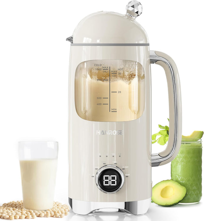 NEW Hanrose Nut Milk Maker Machine, 34 oz BPA-Free Glass Jar, 8-Blade System-K0810US