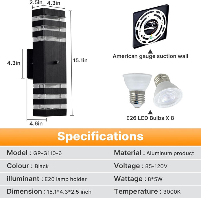 NEW /OPEN BOX futxnziey 4 Pack Dusk to Dawn Outdoor Wall Lights, Modern Black Exterior Wall Sconce
