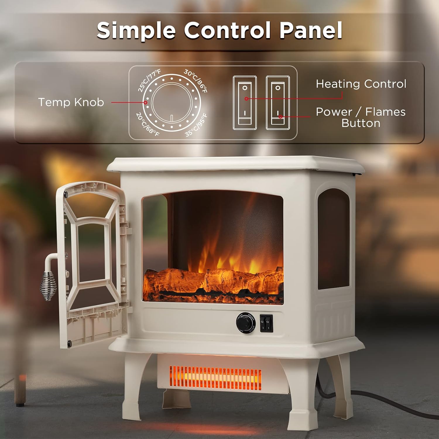 OPEN BOX TURBRO Suburbs 20 in. Electric Fireplace Infrared Heater TS20-SD